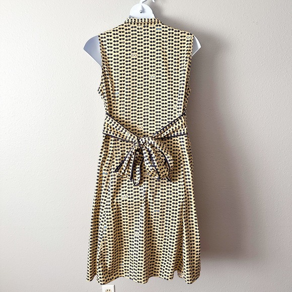 NIC+ZOE Sunglasses Print Sleeveless Belted Shirt Dress Yellow Navy Size XXL - Picture 7 of 14